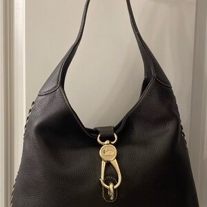 Dooney and Bourke Brown Leather Hobo Bag w/Gold Hardware & Gold Grommets